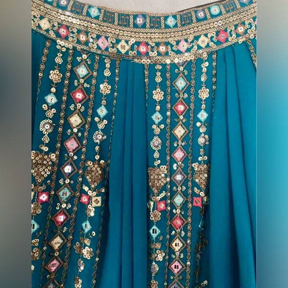 Blue Sequin Lengha - Picture 8 of 10